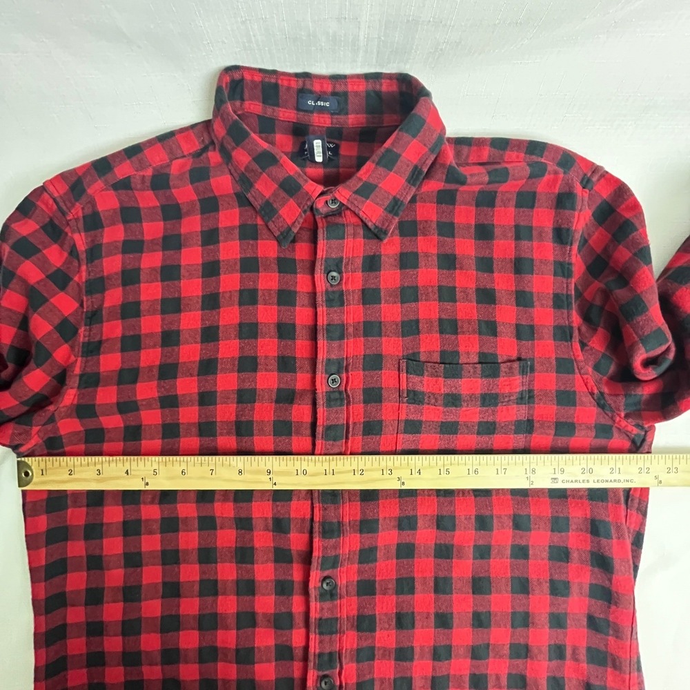 J.Crew Flannel Shirt Mens L Red Black Buffalo Check Classic Fit Cotton Pocket - Picture 9 of 12